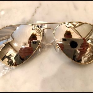 NWT AQS 58mm mirrored aviator sunglasses
